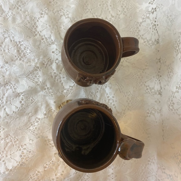 Vintage Clay Pottery Ceramic Coffee Mug Cup with Feet Footed MOM & DAD - Picture 4 of 5